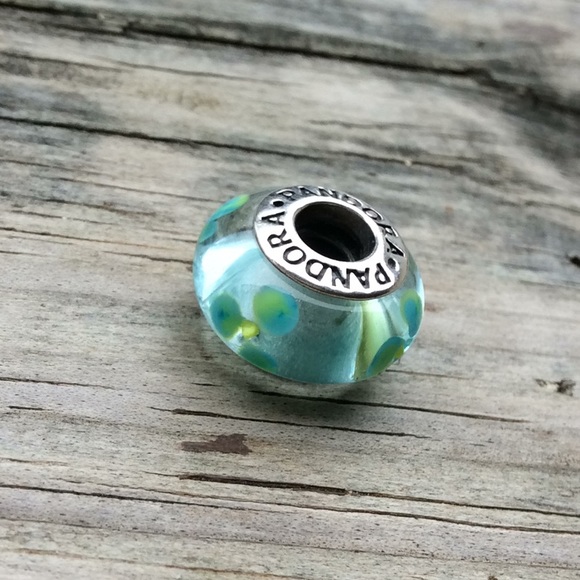 Pandora Glass Murano Charm with Flowers - Picture 1 of 12